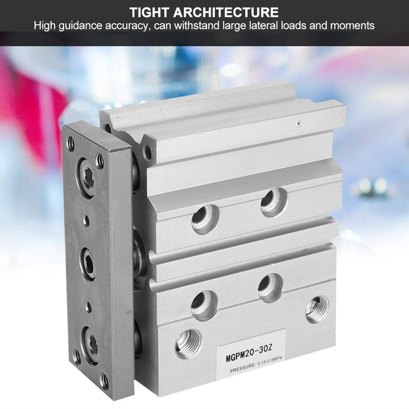 Air Cylinder MGPM20X30 3 Rod Double Action Pneumatic Cylinder 1 / 8in Thread Aluminum Alloy Pneumatic Cylinder