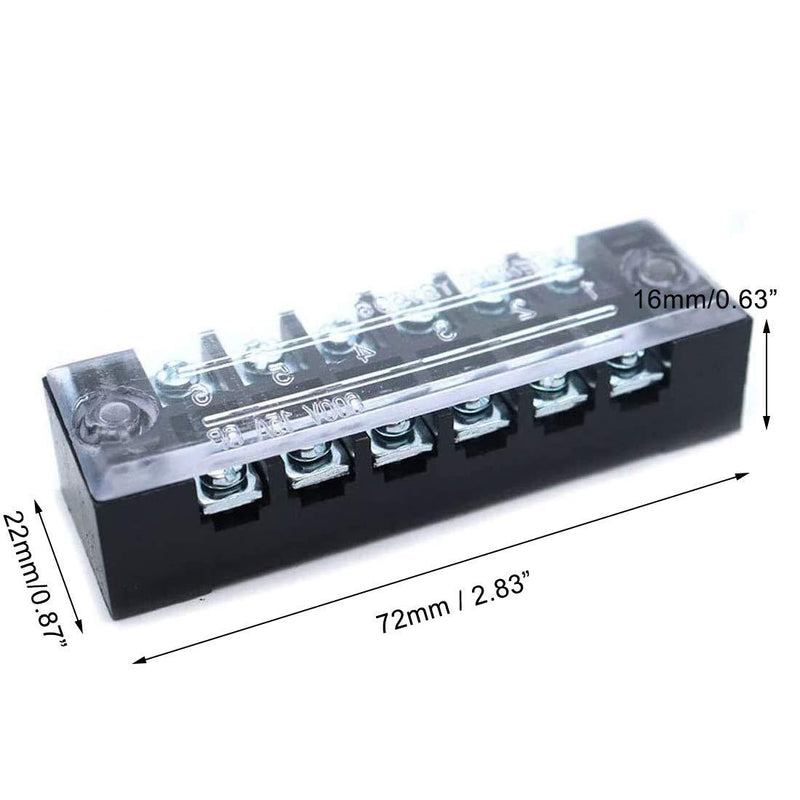 Sscon 600V 15A 6 Position Dual Row Wire Barrier Block Terminal Strip TB-1506, Pack of 10