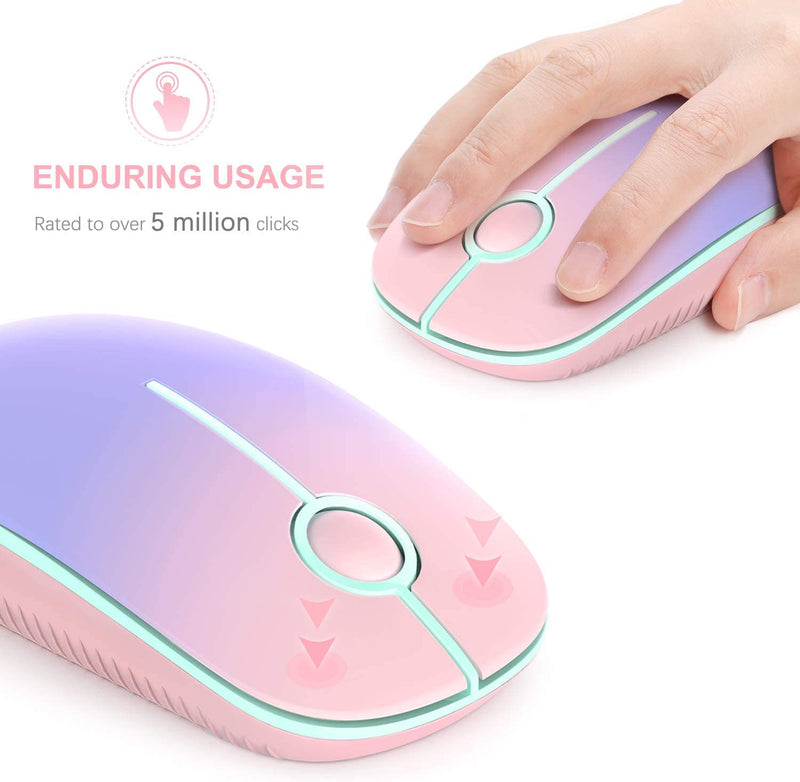 Wireless Mouse, Vssoplor 2.4G Slim Portable Computer Mice with Nano Receiver for Notebook, PC, Laptop, Computer (Pink to Purple) Pink to Purple