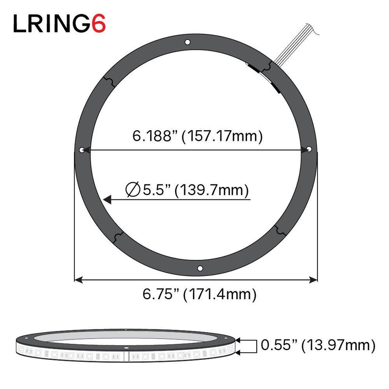 DS18 LRING6 LED RGB Speaker Ring Waterproof 6.5-Inch - Millions of Colors to Choose from When Install with an RGB Module or One Color When Install Without The RGB Module 6-Inch