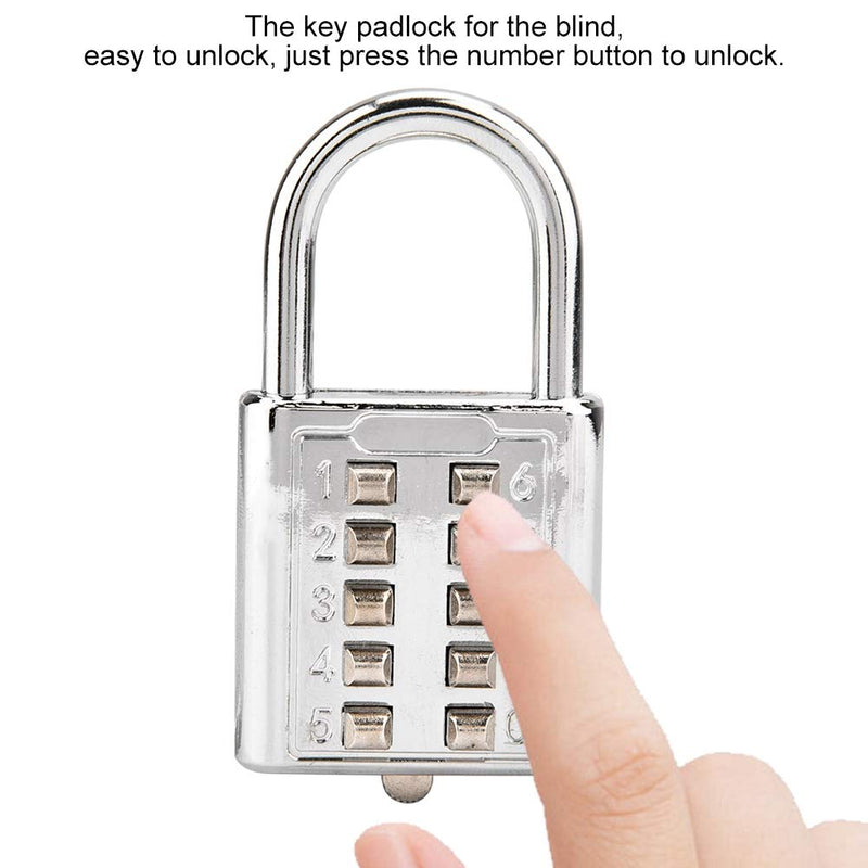 10 Digit Push Button Combination Padlock, Zinc Alloy Cabinet Locker Combo Lock & Blind Bouton Padlock,5 Digit Password Padlock for School Gym Locker, Sports Locker, Fence, Toolbox