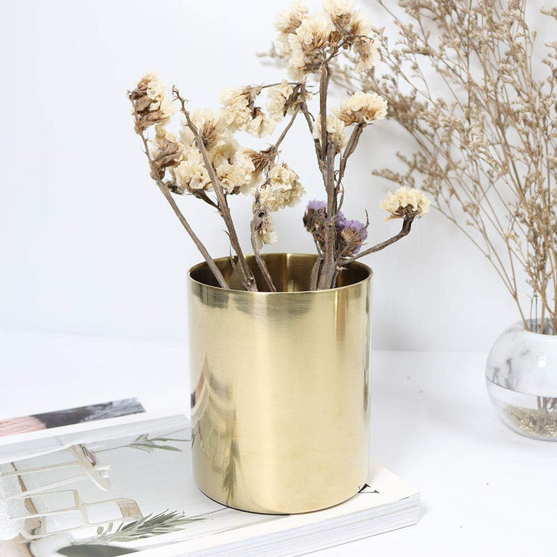 MultiBey Golden Pen Holder Simple Gold Mini Vase (Gold)