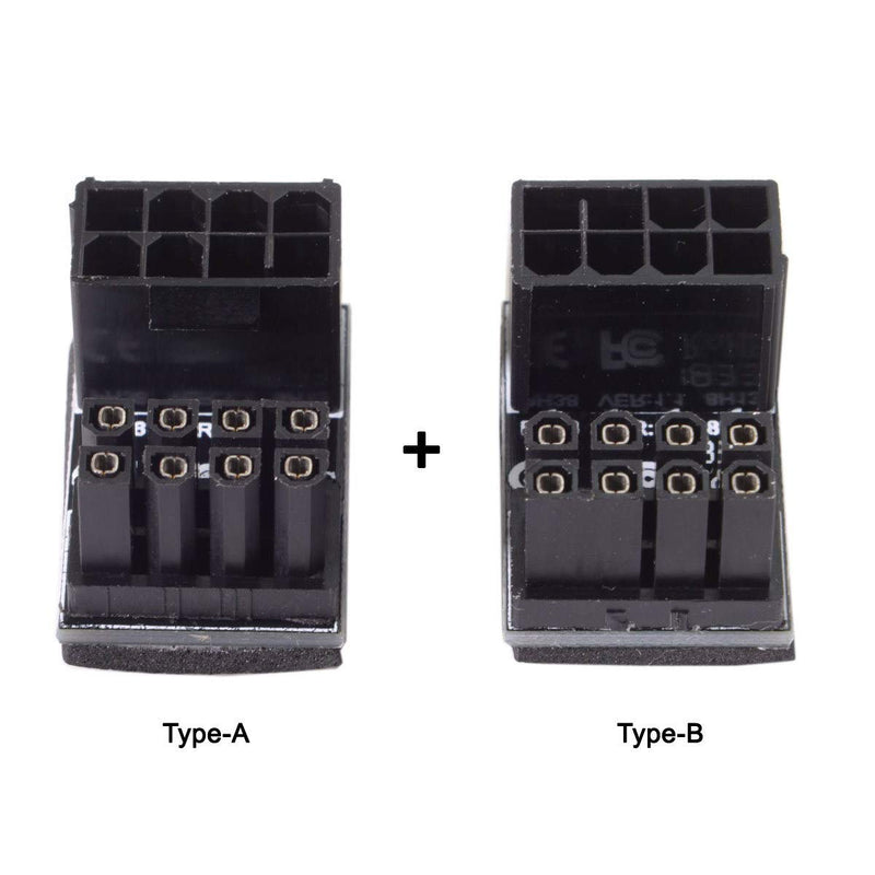 CY ATX 8Pin Female to 8pin Male 180 Degree Angled Adapter for Desktops Graphics Card 8PIN-8PIN*2