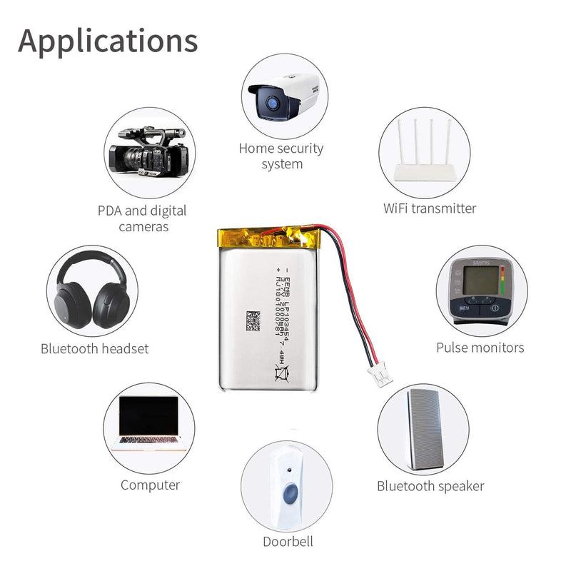 EEMB 3.7V Lithium ion Polymer Battery 2000mAh 103454 Lipo Battery Rechargeable Lithium Polymer ion Battery with JST Connector 1