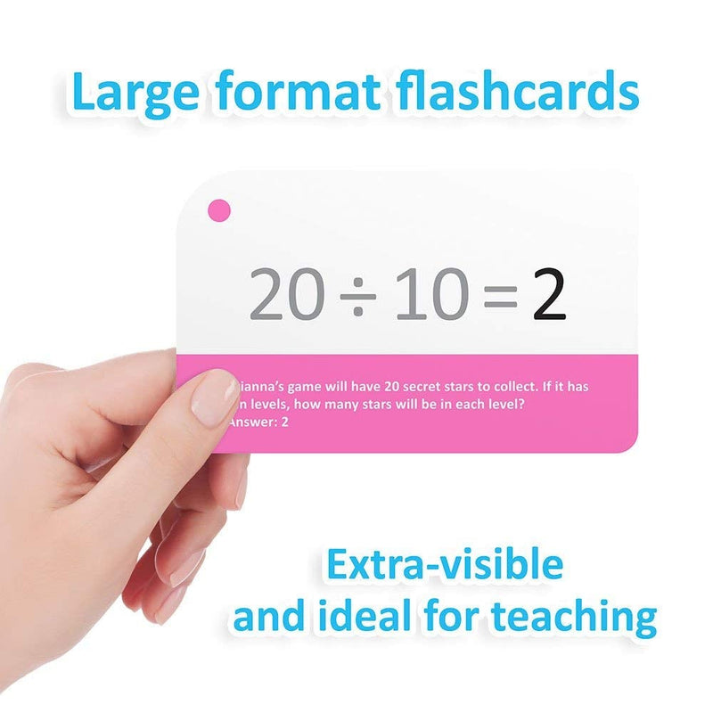Division Math Flash Cards with Word Problems Includes 175 Self-Checking Cards, All Facts 0-12 for Early Grade Teaching by Pint-Size Scholars