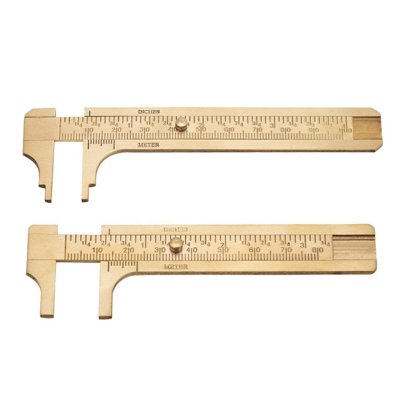 Brass Sliding Vernier Caliper Delaman Double Scales Ruler, mm/inch, Measuring Tool for Inside, Outside, Depth and Step (80mm)