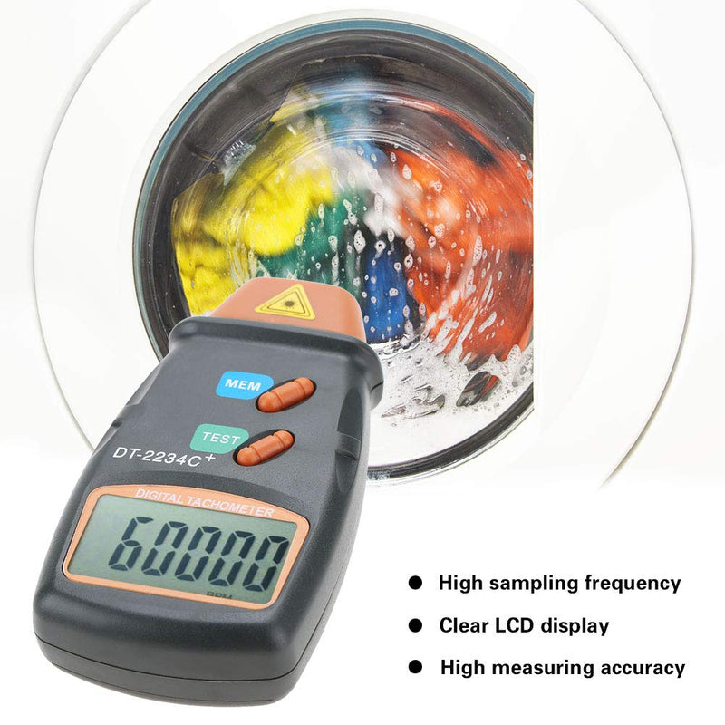 Digital Tachometer, DT-2234C + Non-Contact Digital LCD Photo Tachometer Mini RPM Tester Meter Clear LCD display, high measurement accuracy