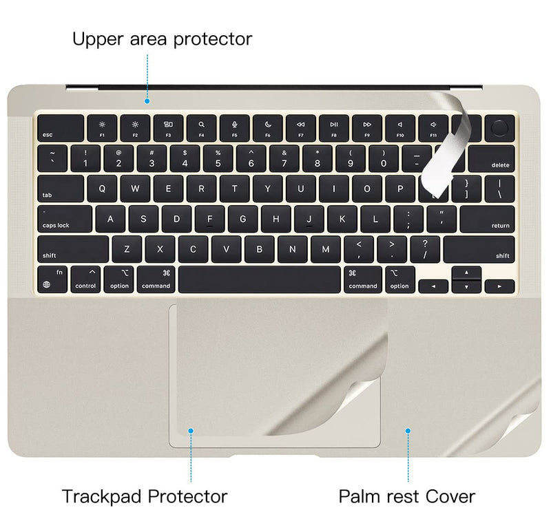 CaseBuy Full Body Keyboard PalmRest Protector for 2022 M2 MacBook Air 13.6 A2681 Anti-Scratch Trackpad Protective Skin Cover for 13" MacBook Air M2, Starlight MacBook Air 13" (2022) Full Size Starlight