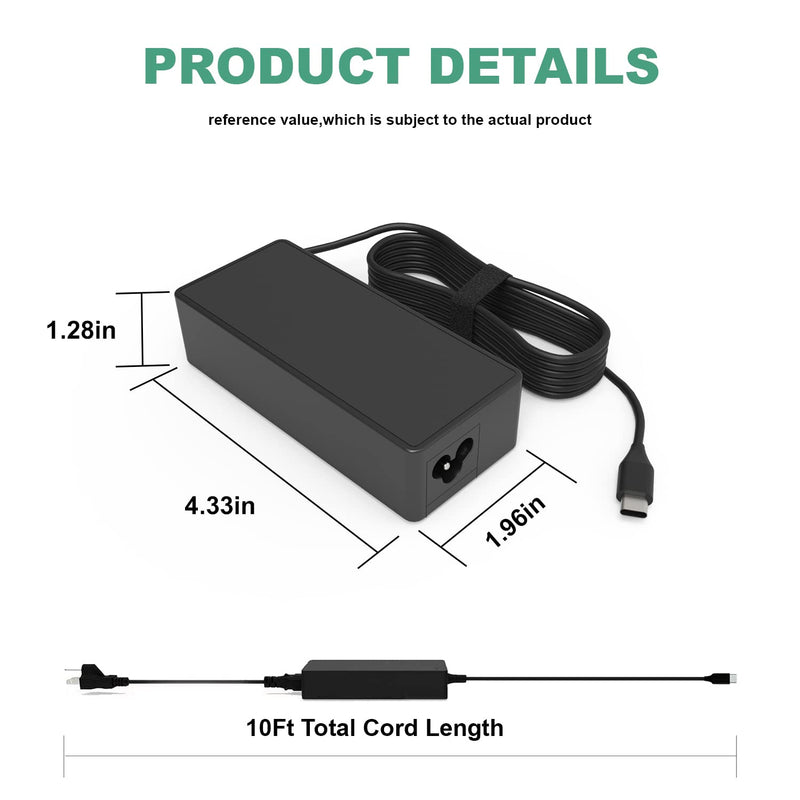 65W 45W USB C Laptop Charger for Lenovo ThinkPad T480 T480s T490 T490s T580 T590 L380Â ThinkPad X1 X280 X380 X390 P52s P53s t14 E14 Yoga 730 920 940 Type C AC Adapter GX20M33579 ADLX65YDC2A ADLX65YCC2A