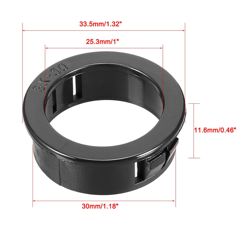 uxcell 30pcs 30mm Mounted Dia Cable Hose Snap Bushing Grommet Protector Black