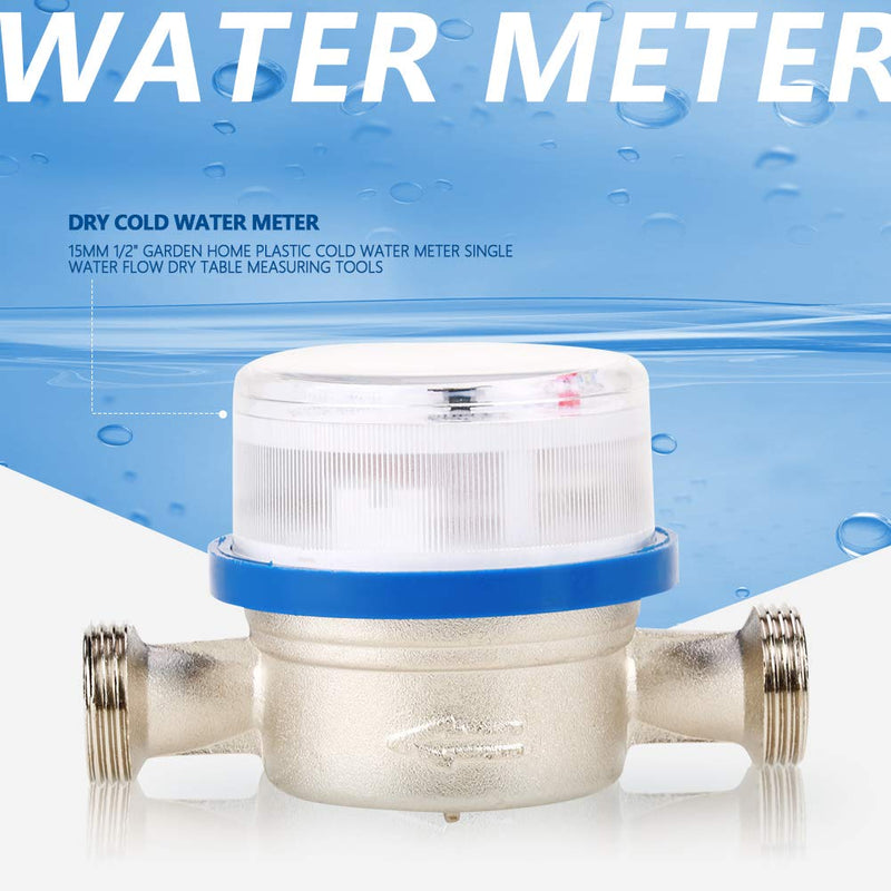 Water Fow Meter, Read of Cubic Cold Water Meter, Single Water Flow Meter, Dry Table Measuring Tools Suitable for Garden and Home