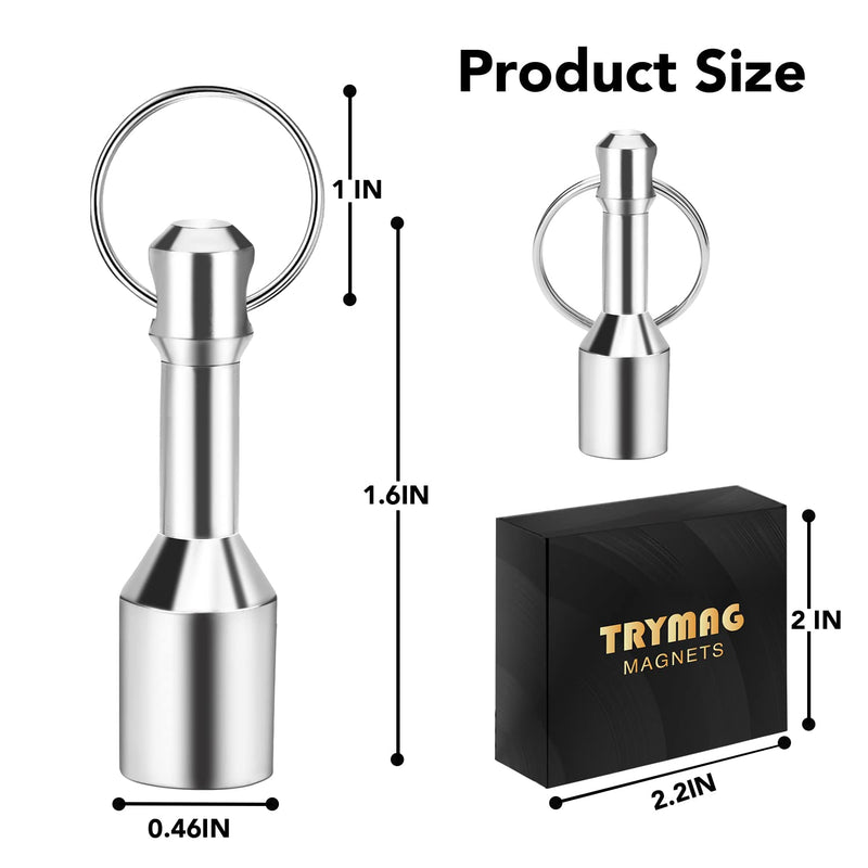TRYMAG Keychain Magnets for Testing Brass, 2 Pack Neodymium Pocket Keychain with Strong Magnetic Rare Earth , Gold Silver Jewelry Test Magnet Hanging Keys Holder