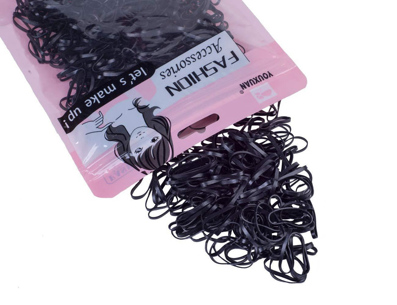 Youxuan 600-Pack Elastic Hair Ties Non-slip Rubber Hair Bands for Girls, Black Large (600 Count)