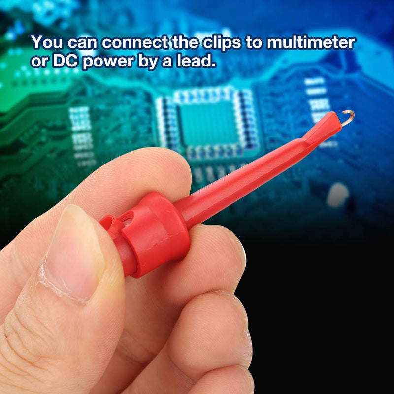Pack of 10 Multimeter Test Hook Lead Silicone Grabbers Testing Probes Insulation Clip for SMT SMD IC D20 Multimeter Teset Cable 4mm 0.2inch Port Hook Leads (Black & red)