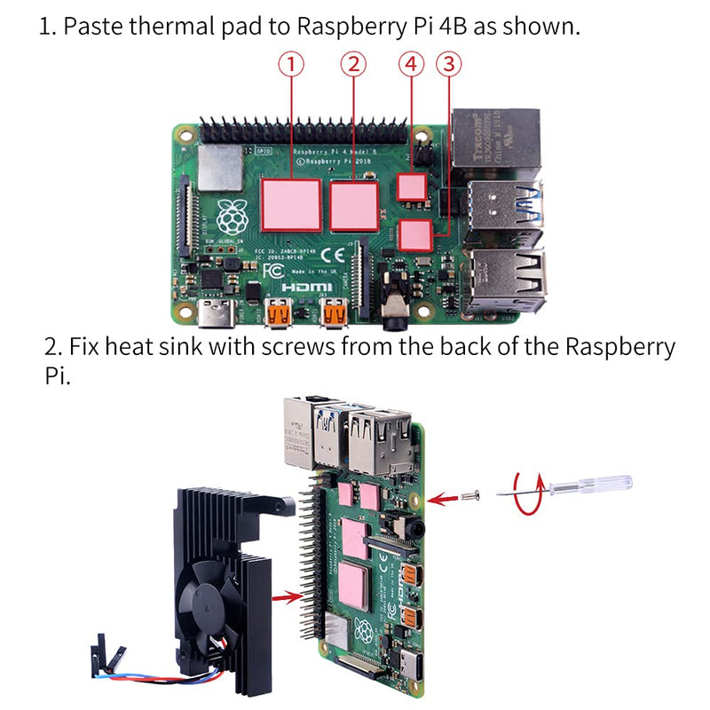 GeeekPi Raspberry Pi 4 Aluminum Heatsink with PWM Controllable Fan, Raspberry Pi 4 Armor Lite Heatsink with PWM Speed Control Fan for Raspberry Pi 4 Model B