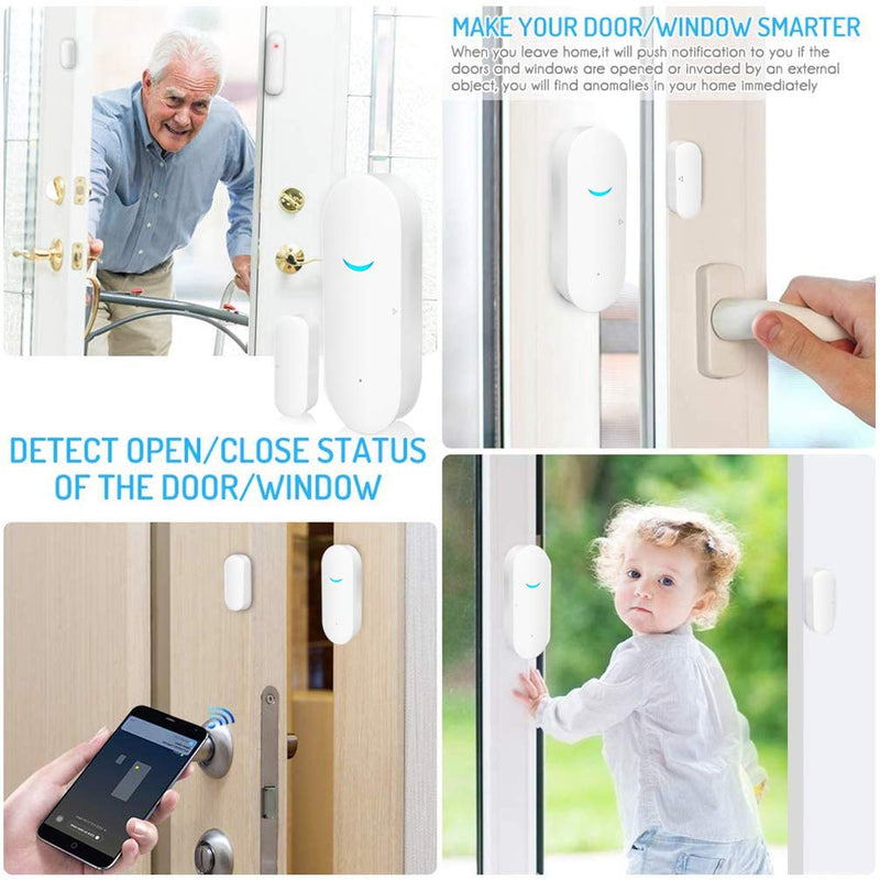 WiFi Wireless Door Window Sensor,TUYA Smart Alarm with Free Notification APP Control Home Security Alarm System, Compatible with Alexa, Google Home, Siri (1-Pack) 1