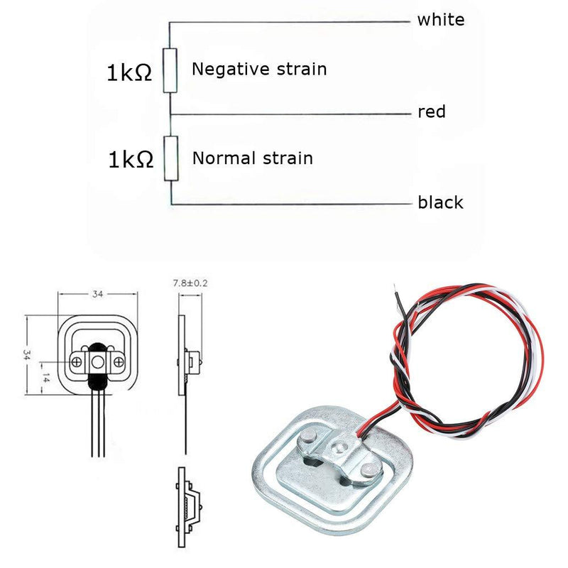 Ximimark 4Pcs 50Kg Body Load Cell Weighing Sensor Resistance Strain Half-Bridge Human Scale Load Sensor DIY