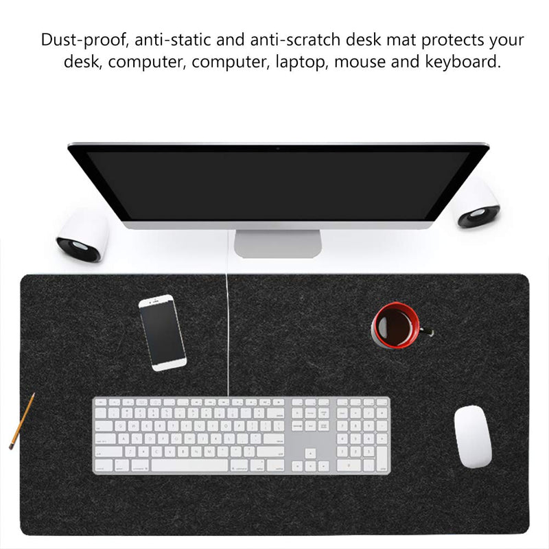 Desk Pad, Desk Blotter Desk Mat Mouse Pad Anti-Static Felts Table Mouse Mat Non-Slip Desk Laptop Pad with Good Insulation for School Office Table Pad(Black) Dark Gray