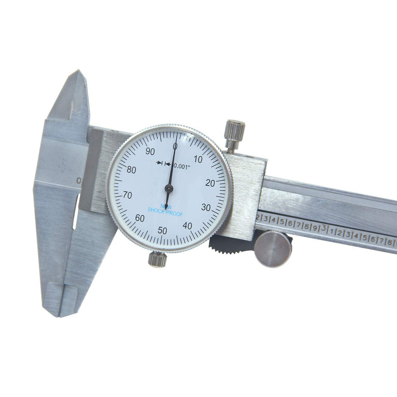 HFS (Tm) 0-6" ; 4 Way DIAL Caliper 0.001" Shock Proof New ; Plastic CASE