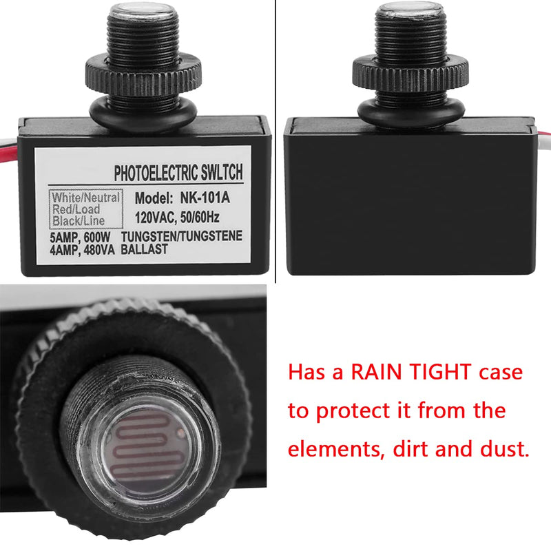 5 Pack Photoelectric Switch,120V AC Outdoor Hard-Wired Post Eye Light Control, Dusk to Dawn Sensor,with Automatic Illumination Detection Circuit,Perfect for Wiring into a lamp or Lighting System 5 Pack