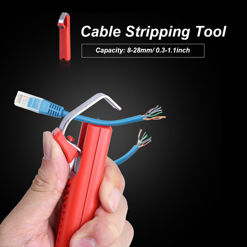 Secura Cable Stripping Knife Delaman Wire Stripper Mini Knife Stripping Cutter Plier Crimping Tool for All Standard Round Cables (8-28mm)