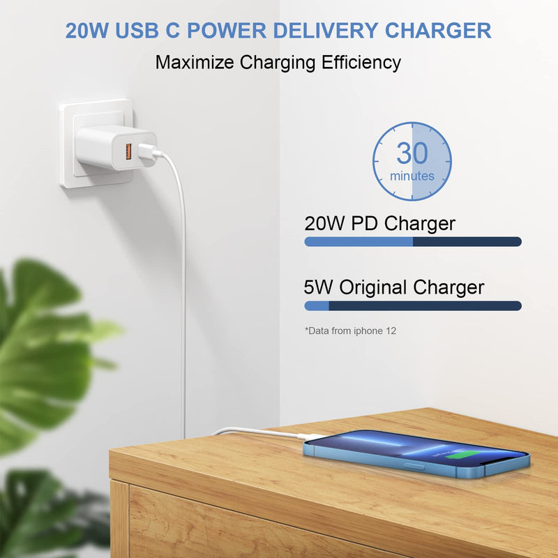 USB C Wall Charger Block for iPhone 14,3-Pack Dual Port PD Power Delivery 20W Type C Fast Charger Block Compatible with iPhone14/14 Pro/14 Pro Max/13/13 Pro/12/12 Pro/iPad/Airpod,Samsung Galaxy