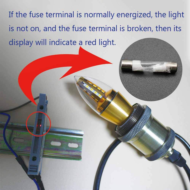 Fuse clamp DIN rail, Her Kindness 2 pieces fuse holder, DIN rail mounting fine fuse fuse holder base suit 220V AC plug fuses, with 12 fuses