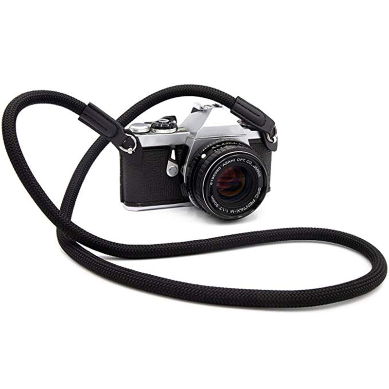 Eorefo Camera Strap Vintage 100cm Nylon Climbing Rope Camera Neck Shoulder Strap for Micro Single and DSLR Camera.(Black) Black