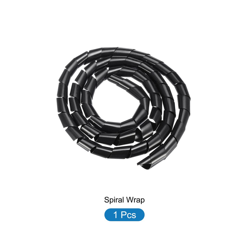 Rebower Spiral Tube Wrap Management Pipe Flexible Cord PE Polyethylene [for Office, Computer, TV ] - 1.5M/ 26.0mm/ Black