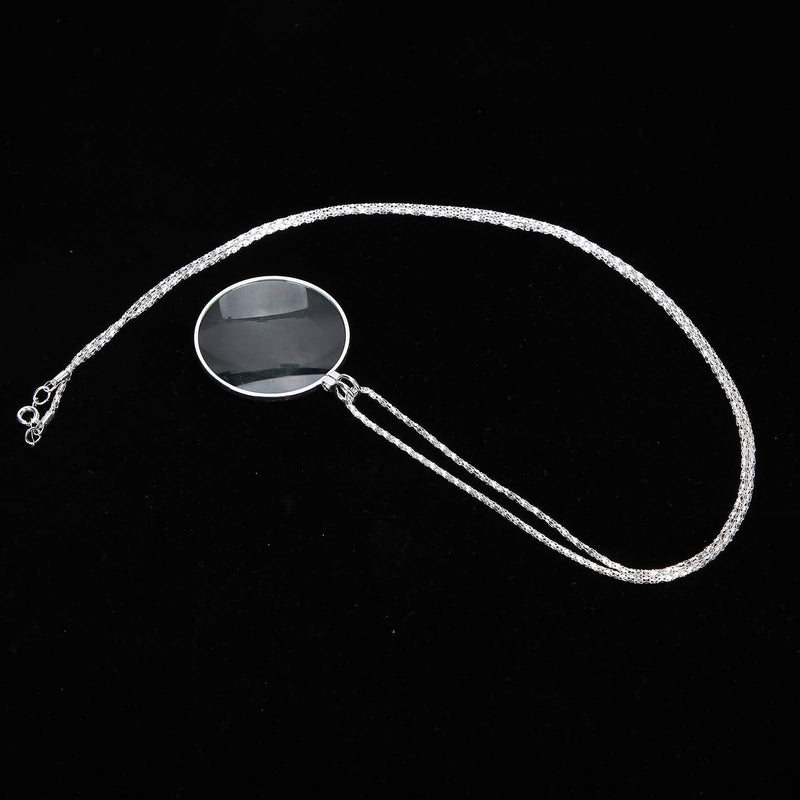 Magnifying Glass Portable, 5X Necklace Monocle Pendant Magnifier Magnifying Glass With Magnifiers For Reading Hobbies For Inspection Seniors(Silver)