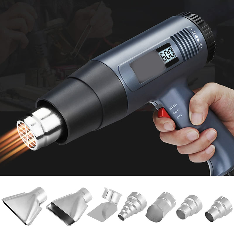 7 pieces hot air gun nozzle kit, hot air gun attachment nozzles, hot air nozzle replacement, stainless steel hot air soldering station for 1500-2000W 35-40mm hot air gun