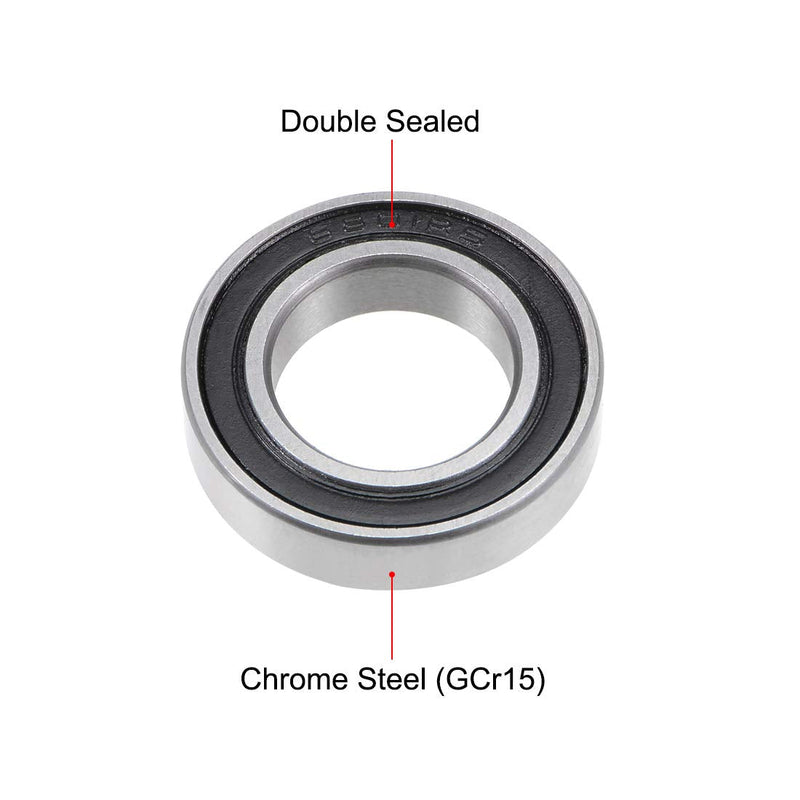 uxcell 6801-2RS Deep Groove Ball Bearing 12x21x5mm Double Sealed ABEC-1 Bearings 10-Pack