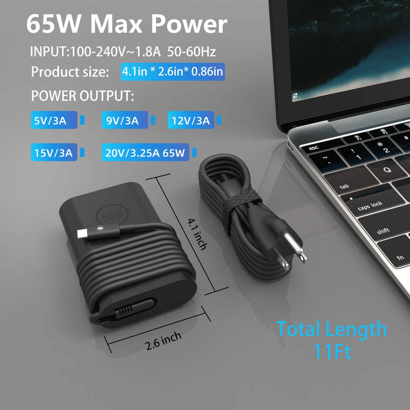 65W 45 Watt AC Adapter for Dell USB C Charger-Replacement for Dell Laptop Charger Latitude 5420 5520 7420 5430 7430 7330 7340 5320 7320 7410 7400,Chromebook Computer Type C Fast Charging Power Cord