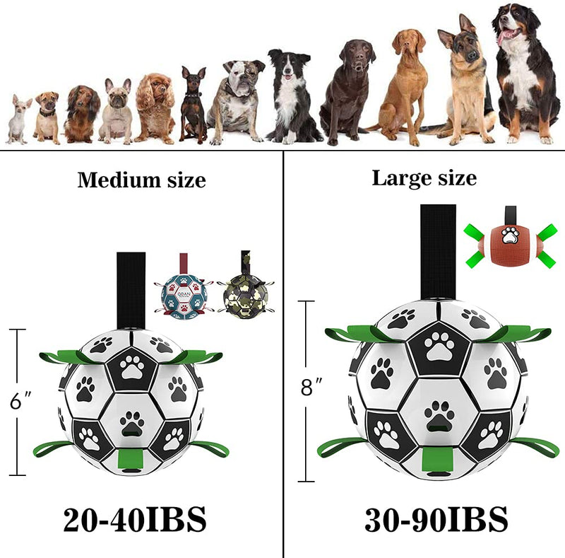 Dog Toys Soccer Ball with Grab Tabs, Interactive Dog Toys for Tug of War, Puppy Birthday Gifts, Dog Tug Toy, Dog Water Toy, Durable Dog Balls for Dog Medium-Green