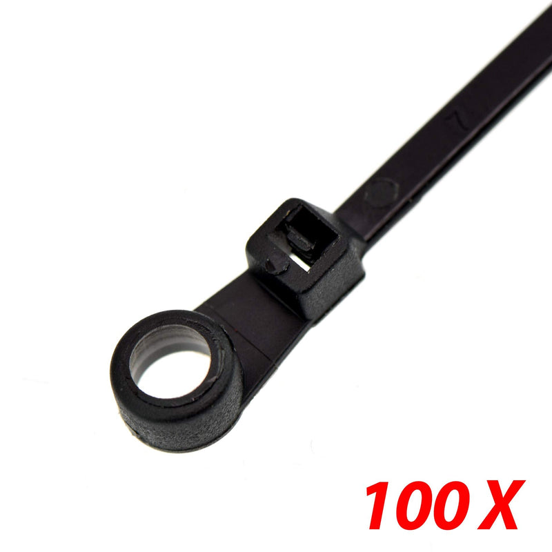 100 Nylon Cable Wire Zip Ties Mounting Hole Nail Screw 40 LBS 6" Inch Black