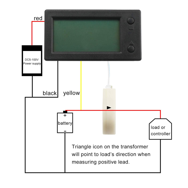 Battery Monitor, DROK Amp Volt Power Watt Meter DC 0-300V 200A STN LCD Display Panel Meter, Current Voltage Energy Capacity Ammeter Voltmeter Multimeter Gauge with Hall Sensor, 2.5m Shielded Wire 98.4"/2.5m Cable