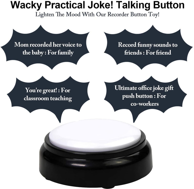Voice Recording Button, Recordable Button Buzzer Talking Button Record Sound Box 30 Seconds Recording Press Buttons for Dogs, Funny Gift for Study Office Home