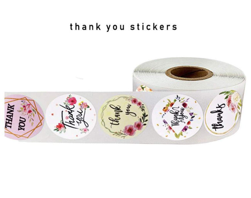 1000pcs Thank You Stickers 1'' Round Adhesive Labels ,500 Per Roll ,Decorative Sealing Stickers for Christmas Gifts, Wedding, Party (A-33 8 Different Design)