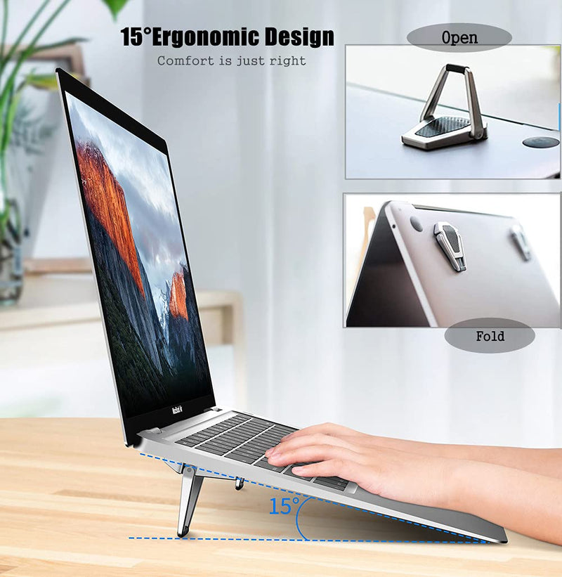 Mini Invisible Laptop Stand Pad-2Pack(4Pcs) SUNTAIHO Aluminum Cooling Computer Keyboard Mount Kickstand,Ergonomic Lightweight Laptop Desk Stand for MacBook Pro/Air, Lenovo,12-17 Inches Tablet&Laptop 2pack（4pcs）