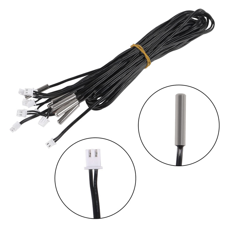 AITRIP 10PCS NTC 10K 3950 Ohm Waterproof Temperature Sensor Probe Stainless Digital Thermal Sensor Probe Cable Length 1M