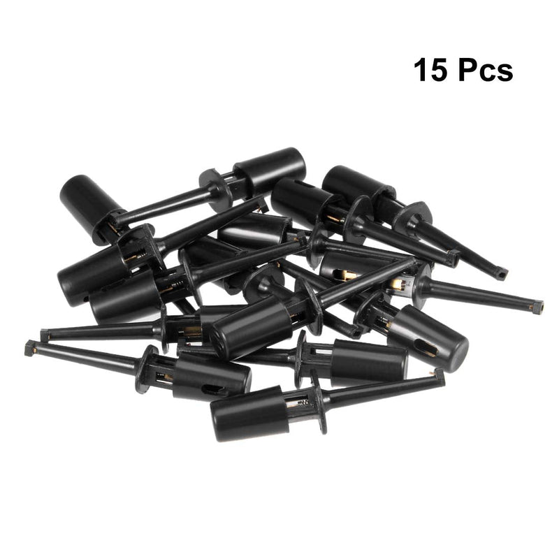 uxcell 15 Pcs 42mm Length Test Hook Clip Solderable for Multimeters PCB Tester Grabber Black