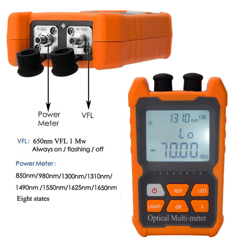 D YEDEMC Fiber Optic Cable Tester Portable Optical Fiber Power Meter FC/SC/ST Universal Interface Fiber Tester Built-in 1Mw Visual Fault Locator (OPM&VFL) OPM&VFL