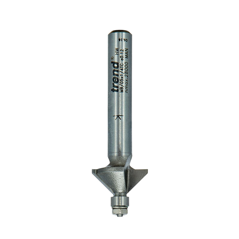 Trend Professional Miniature Chamfer Cutter 45 Degree 1/4" Shank 14.3mm Cutting Diameter and 6.35mm Cutting Length Carbide Tipped MB/05X1/4TC