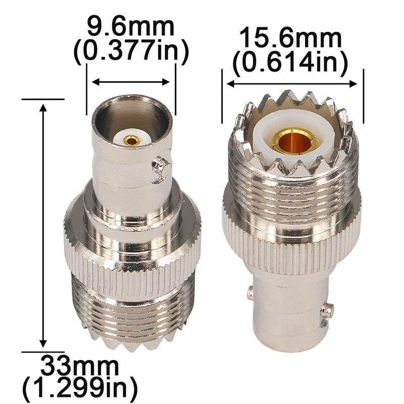 BOOBRIE 2-Pack BNC Female to UHF Female SO-239 BNC to UHF Jack Coax SO239 Connector for Antennas, Wireless LAN Devices, CCTV, Wi-Fi Radios External Antenna
