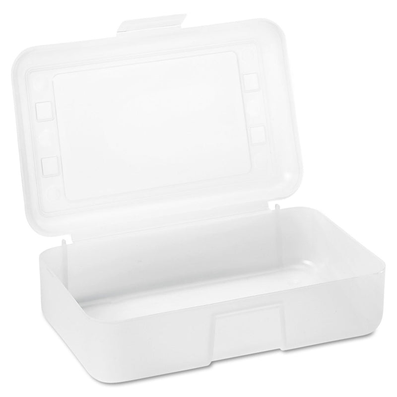 ADVANTUS Polypropylene Pencil Box with Lid, 8.5 x 5.5 x 2.5 Inches, Clear, Sold As 4 Packs (34104)