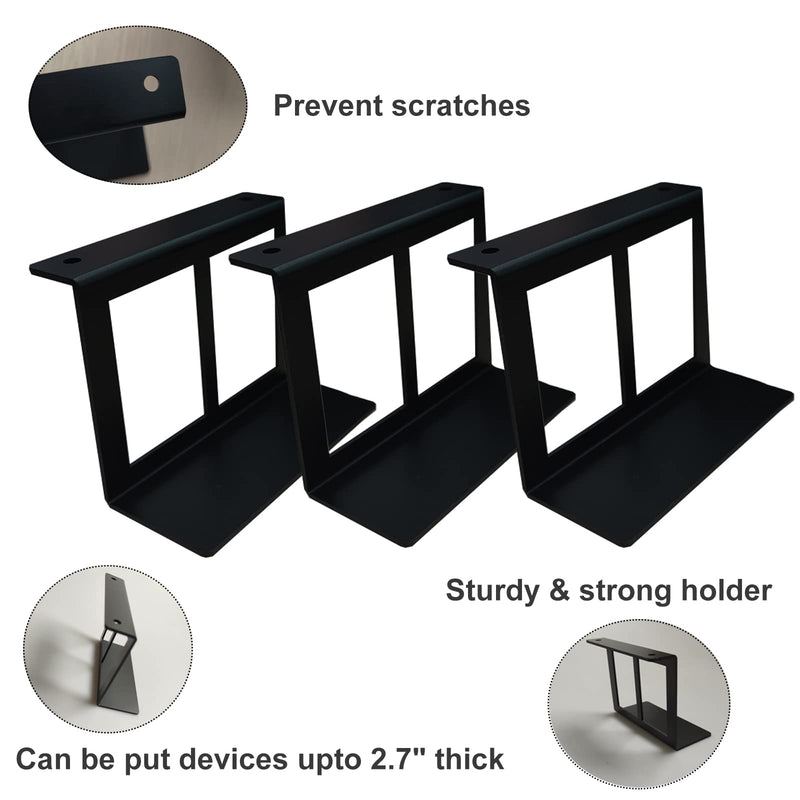 PIAOLGYI Under Desk Laptop Holder Mount with Screw,Bracket Devices Upto 1.9" Under Desk Mount for PS4,Cable Box,MacBook,Laptop & Moreï¼ˆ3 Pcsï¼‰ 1.9"