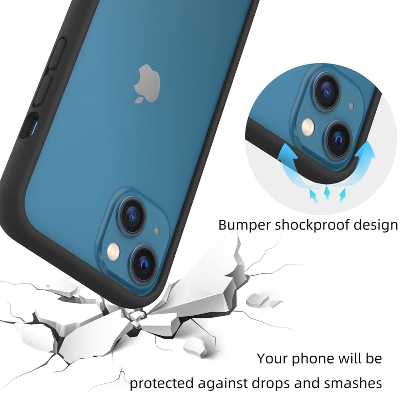 K TOMOTO Compatible iPhone 13 Mini Bumper Case (5.4 Inch), Liquid Silicone Bumper Case [Shock-Absorb] [Raised Edge Protection] [Drop Protection] [Silky and Soft Touch] Frame Bumper Case, Black