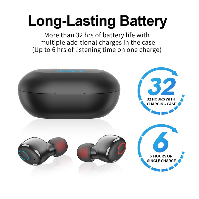Bluetooth 5.2 Wireless Earbuds,Kurdene S8 38H Playtime Call Noise Cancelling Waterproof IPX8 Ear Buds Deep Bass Earphones with Microphone in-Ear Stereo Headphones Long Barttery for Work,Home-Black Medium Black
