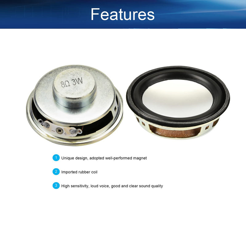 Fielect DIY Magnetic Speaker 3W 8 Ohm 50mm Diameter Round Shape Replacement Loudspeaker 1pcs