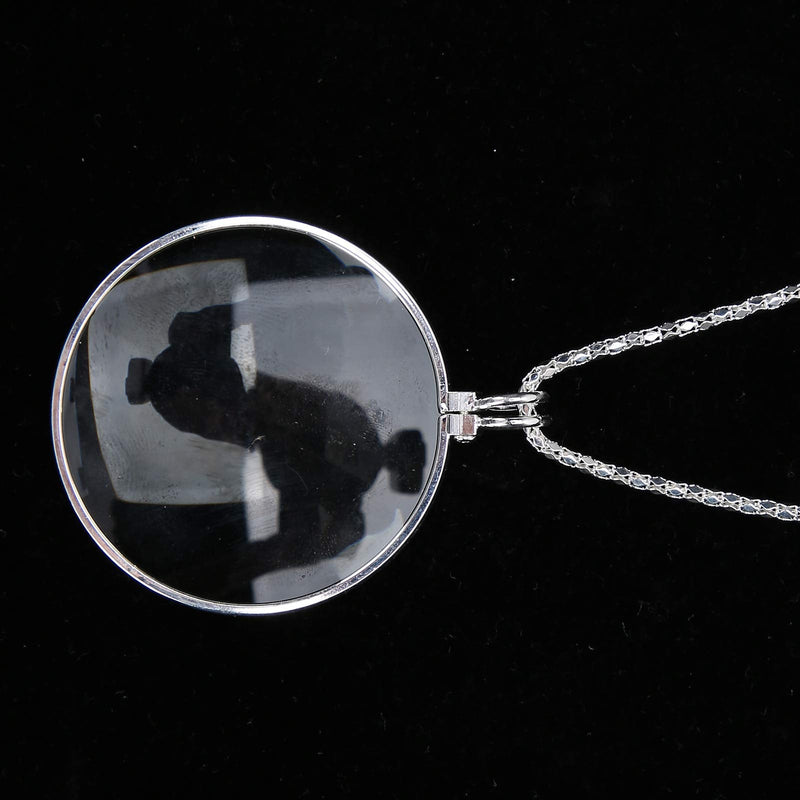 Magnifying Glass Portable, 5X Necklace Monocle Pendant Magnifier Magnifying Glass With Magnifiers For Reading Hobbies For Inspection Seniors(Silver)